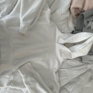 White cropped Aritzia TNA hoodie cozy fleece